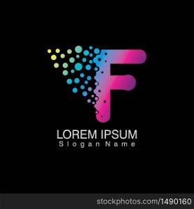 F Letter Logo with dots gradient design. company Alphabet vector template