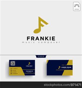 F music logo template vector illustration and stationery, letterhead, business card,. F music logo template and business card