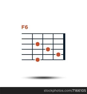 F6, Basic Guitar Chord Chart Icon Vector Template
