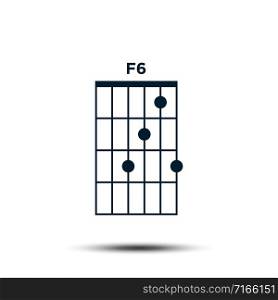 F6, Basic Guitar Chord Chart Icon Vector Template