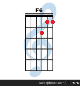 F6  guitar chord icon. Basic guitar chord vector illustration symbol design