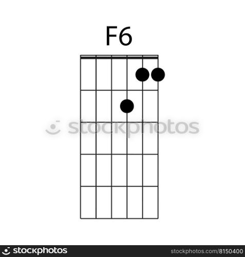 F6 guitar chord icon vector illustration design