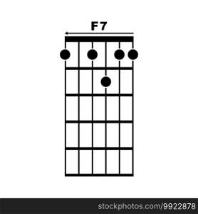 F7 guitar chord icon. Basic guitar chord vector illustration symbol design