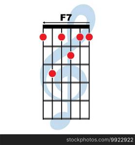 F7  guitar chord icon. Basic guitar chord vector illustration symbol design