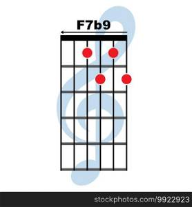 F7b9  guitar chord icon. Basic guitar chord vector illustration symbol design