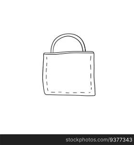 Fabric bag. Cloth eco shopper. Outline cartoon sketch doodle illustration. Fabric bag. Cloth eco shopper. Outline cartoon