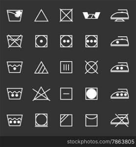 Fabric care sign and symbol icons on gray background, stock vector