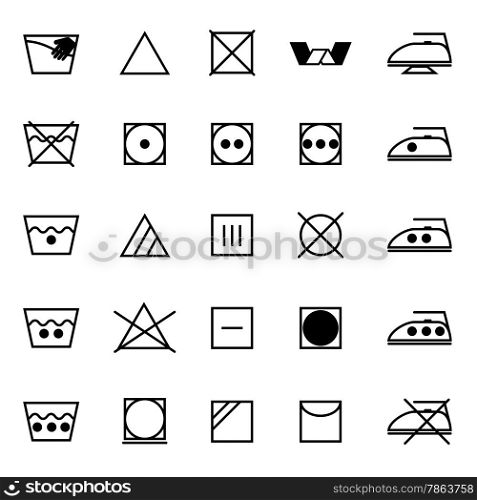 Fabric care sign and symbol icons on white background, stock vector