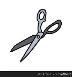Fabric scissors color icon. Shears. Isolated vector illustration. Fabric scissors color icon