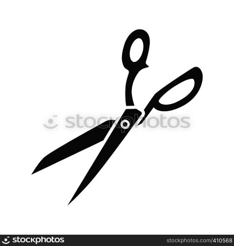 Fabric scissors glyph icon. Shears. Silhouette symbol. Negative space. Vector isolated illustration. Fabric scissors glyph icon