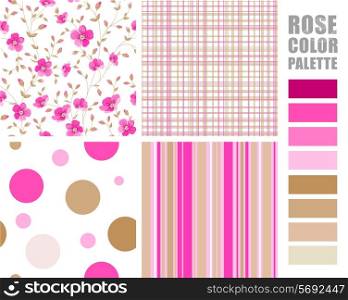 Fabric texture palette with complimentary swatches. Vector illustration.