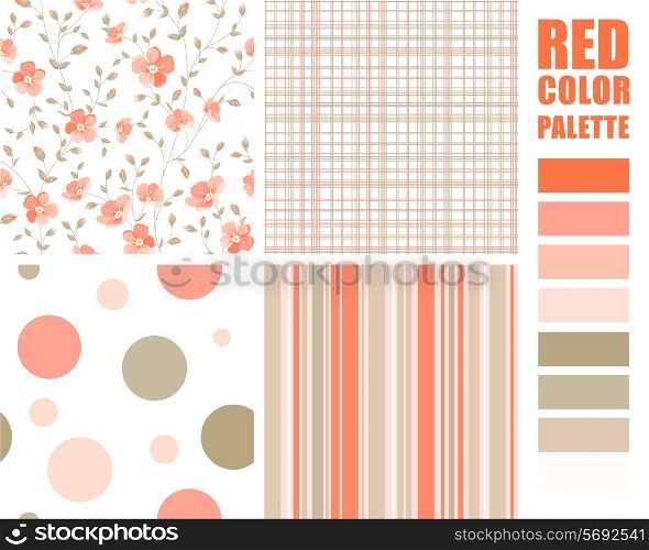 Fabric texture palette with complimentary swatches. Vector illustration.