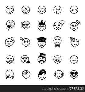 Face action line icons on white background, stock vector