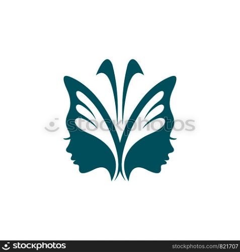 face and butterfly logo template