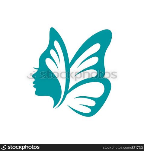 face and butterfly logo template