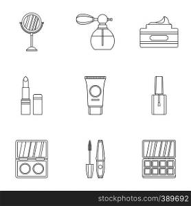 Face care icons set. Outline illustration of 9 face care vector icons for web. Face care icons set, outline style
