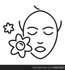 Face cosmetic flower icon. Outline face cosmetic flower vector icon for web design isolated on white background. Face cosmetic flower icon, outline style