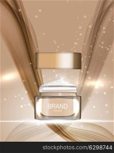 Face Cream Bottle Tube Template for Ads or Magazine Background. 3D Realistic Vector Iillustration. EPS10. Face Cream Bottle Tube Template for Ads or Magazine Background.