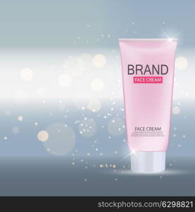 Face Cream Bottle Tube Template for Ads or Magazine Background. 3D Realistic Vector Iillustration. EPS10. Face Cream Bottle Tube Template for Ads or Magazine Background.