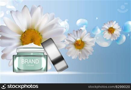 Face Cream Bottle Tube Template for Ads or Magazine Background. 3D Realistic Vector Iillustration. EPS10. Face Cream Bottle Tube Template for Ads or Magazine Background.