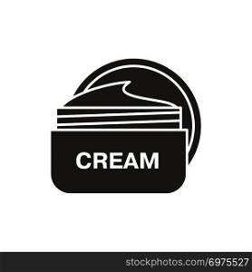 Face cream jar icon. Silhouette symbol. Cosmetics. Negative space. Vector isolated illustration. Face cream jar icon