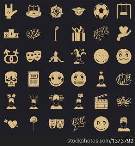 Face emotion icons set. Simple style of 36 face emotion vector icons for web for any design. Face emotion icons set, simple style