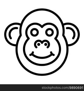 Face gibbon icon. Outline face gibbon vector icon for web design isolated on white background. Face gibbon icon, outline style