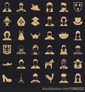 Face icons set. Simple style of 36 face vector icons for web for any design. Face icons set, simle style