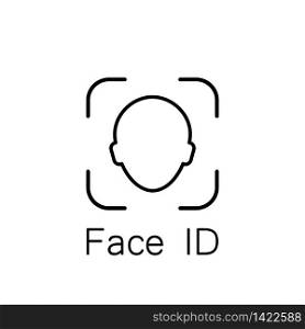 Face ID Icon. Facial recognition system identification face scan line on an isolated white background. EPS 10 vector