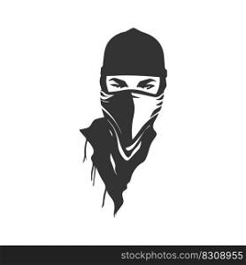 Face in a ninja mask. Vector illustration desing.
