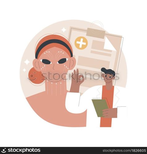 Face lifting abstract concept vector illustration. Rhytidectomy procedure, facelift surgery, face lifting service, non surgical anti age treatment, facial skin rejuvenation abstract metaphor.. Face lifting abstract concept vector illustration.