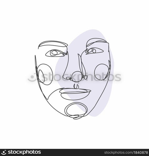 Face line art. Face painting. Vector sketch with face. Vector Illustration. Contemporary portrait. Face line art. Face painting. Vector sketch with face. Vector Illustration.