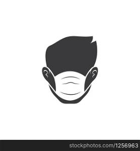face man using pollution mask vector illustration