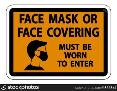 Face Mask Covering Sign on white background