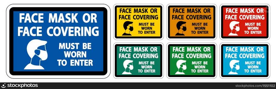Face Mask Covering Sign on white background