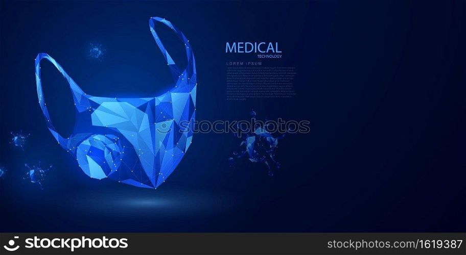 Face mask Medical treatment in innovation concept abstract  technology communication concept vector background. Coronavirus or Corona virus concept. covid-19