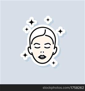 Face mask sheet sticker. Skin care concept. Beauty skin logo. Vector on isolated white background. EPS 10.. Face mask sheet sticker. Skin care concept. Beauty skin logo. Vector on isolated white background. EPS 10