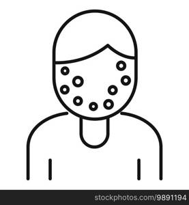 Face measles icon. Outline face measles vector icon for web design isolated on white background. Face measles icon, outline style