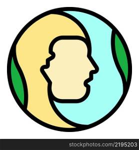 Face of a man in a circle icon. Outline face of a man in a circle vector icon color flat isolated. Face of a man in a circle icon color outline vector