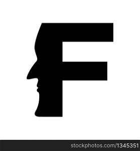 Face on F letter logo icon illustration