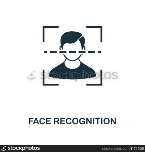 Face Recognition icon. Monochrome style design from internet security collection. UI. Pixel perfect simple pictogram face recognition icon. Web design, apps, software, print usage.. Face Recognition icon. Monochrome style design from internet security icon collection. UI. Pixel perfect simple pictogram face recognition icon. Web design, apps, software, print usage.