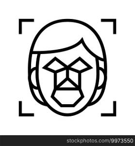 face recognition points and structure line icon vector. face recognition points and structure sign. isolated contour symbol black illustration. face recognition points and structure line icon vector illustration