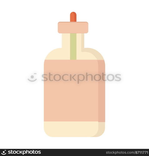 Face serum in pink bottle on white background. Vector isolated image for beauty salon or clipart design. Face serum in pink bottle on white background