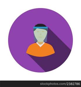 Face Shield Icon. Flat Circle Stencil Design With Long Shadow. Vector Illustration.