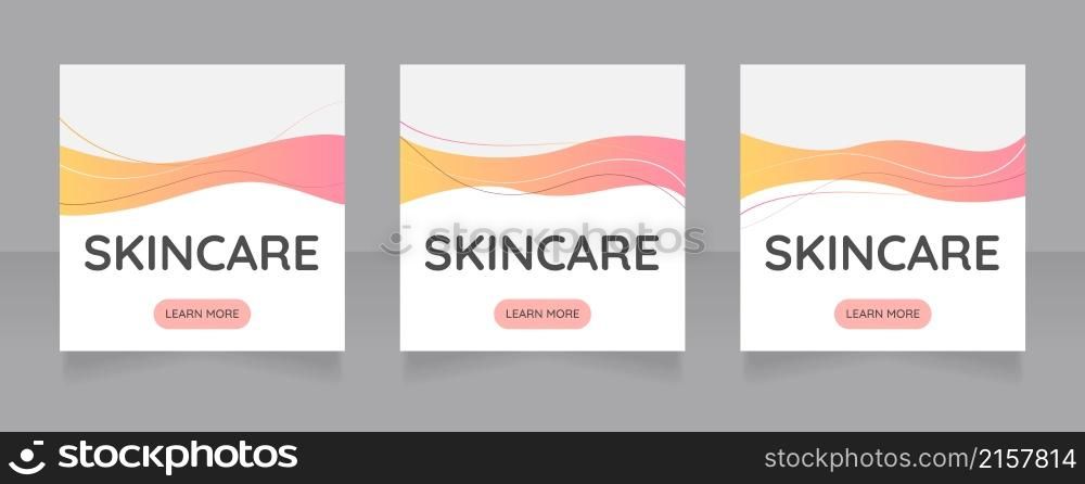 Face skin protection and treatment web banner design template. Vector flyer with text space. Advertising placard with customized copyspace. Printable poster for advertising. Quicksand font used. Face skin protection and treatment web banner design template