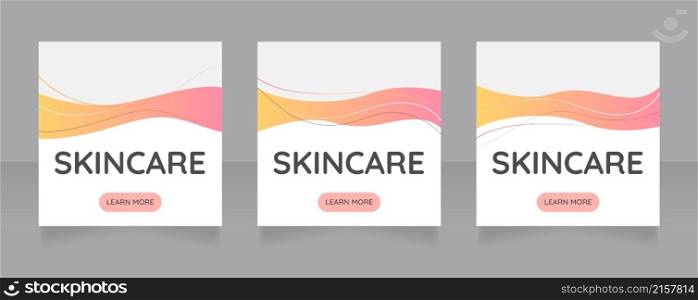 Face skin protection and treatment web banner design template. Vector flyer with text space. Advertising placard with customized copyspace. Printable poster for advertising. Quicksand font used. Face skin protection and treatment web banner design template