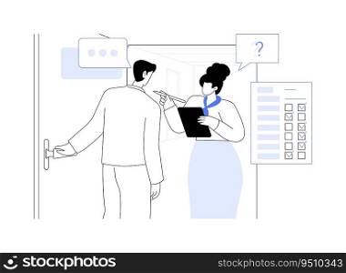 Face-to-face census interview abstract concept vector illustration. Administration worker makes inhabitants population census face to face, social science, enumerator profession abstract metaphor.. Face-to-face census interview abstract concept vector illustration.