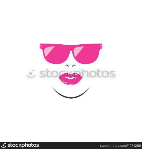 face woman with sunglasses vector illustration design template