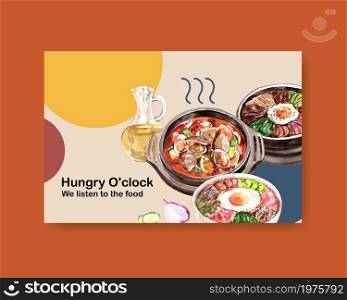 Facebook template with cooking design for brochure,web and leaflet watercolor illustration