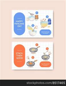 Facebook template with happy pancake day concept,watercolor style 
